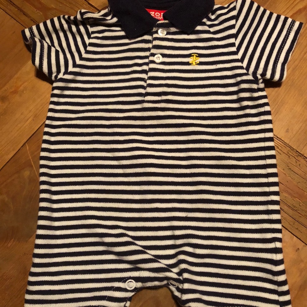 ‼️ 5/$40 Izod striped romper, 6-9 months
